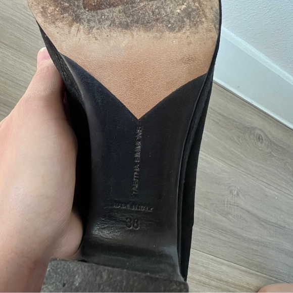 Tabitha Simmons Sky Velvet Ankle Tie Platform Pumps Size 38 - Picture 10 of 13